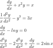 Ordinary differential equations examples
